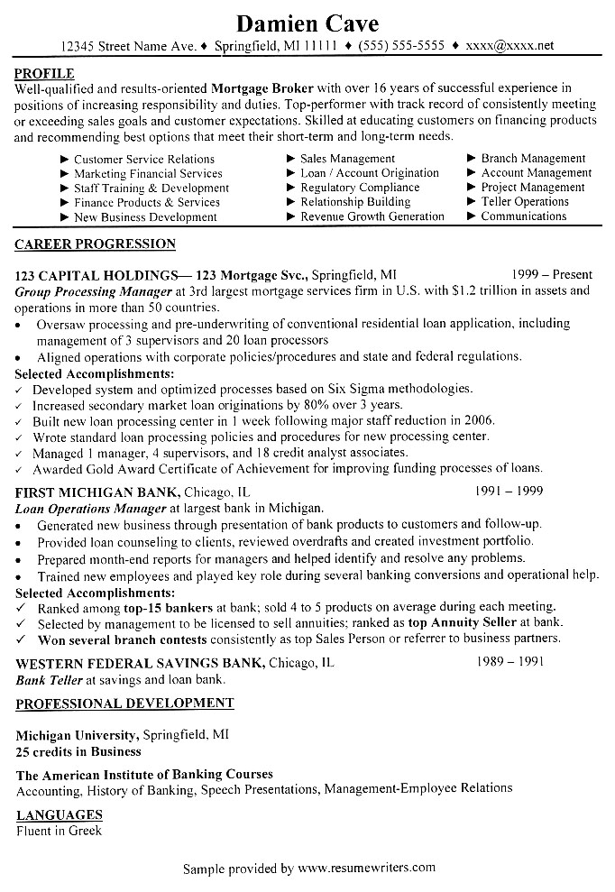 Countrywide Sample Resume