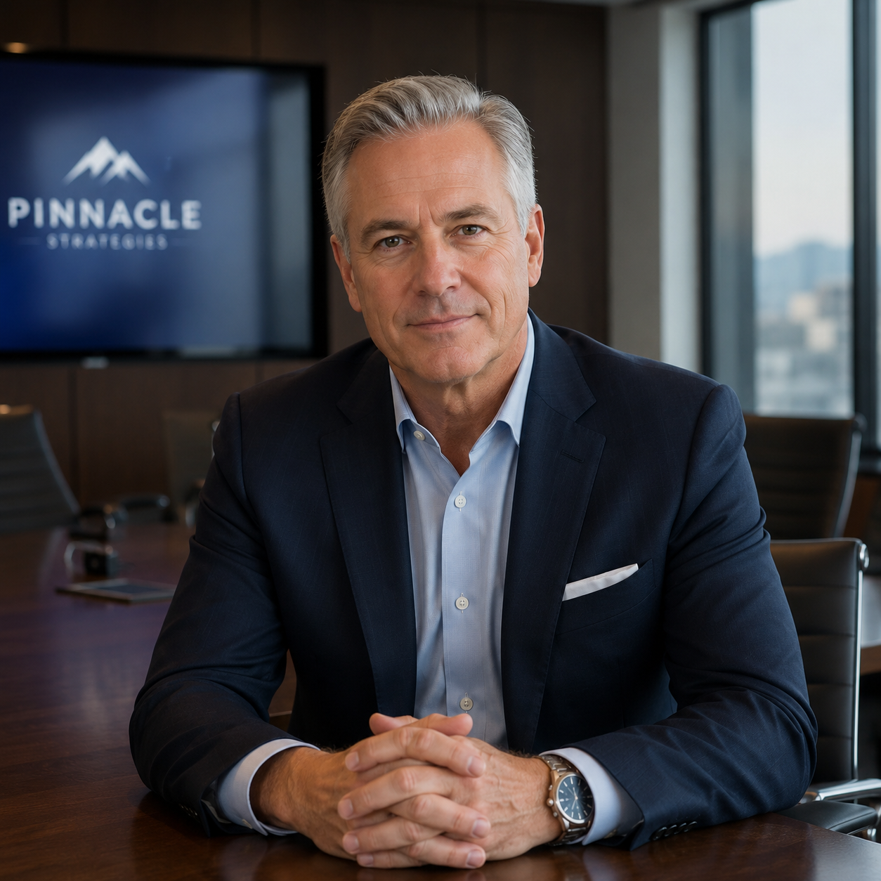 An executive in his fifties at a boardroom table
